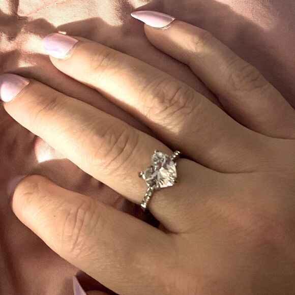 The Best seller!Delicate 925 Silver & CZ  Heart Ring sz 6 - Picture 12 of 15